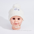 Baby winter thermal knitted beanie hat with animal embroidery